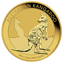 Pre-Owned 2016 Australian Kangaroo 1/2oz Gold Coin