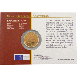 Pre-Owned 2004 UK Full Sovereign Gold Coin - Carded