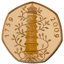 Pre-Owned 2009 UK Kew Gardens 50p Proof Gold Coin