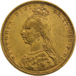 Pre-Owned 1890 Melbourne Mint Victoria Jubilee Head Full Sovereign Gold Coin