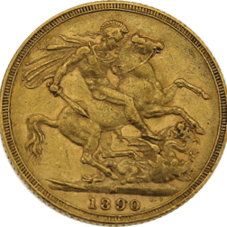 Pre-Owned 1890 Melbourne Mint Victoria Jubilee Head Full Sovereign Gold Coin