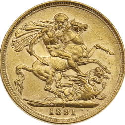 Pre-Owned 1891 Sydney Mint Victoria Jubilee Head Full Sovereign Gold Coin