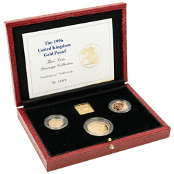 Pre-Owned 1996 UK Sovereign Proof Gold 3-Coin Collection