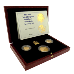 Pre-Owned 1995 UK Double, Full, and Half Sovereign Proof Gold 3-Coin Collection