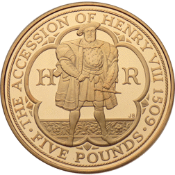 Pre-Owned 2009 Henry VIII £5 Proof Gold Coin