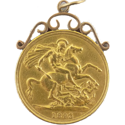 Pre-Owned 1893 UK Double Gold Sovereign in 9ct Mount