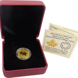Pre-Owned 2014 Canadian Maple 1/4oz Gold Coin - Boxed and Certificated