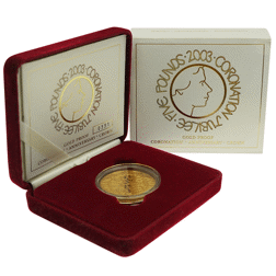 Pre-Owned 2003 UK Coronation Jubilee Crown £5 Proof Gold Coin