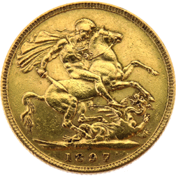 Pre-Owned 1897 Sydney Mint Victoria 'Veiled Head' Full Sovereign Gold Coin