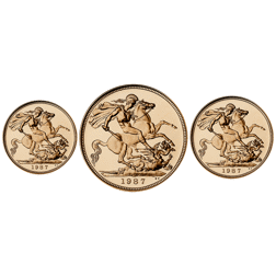 Pre-Owned 1987 UK Sovereign Proof Gold 3-Coin Set