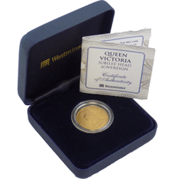 Pre-Owned 1890 London Mint Victoria Jubilee Head Full Sovereign Gold Coin - Boxed & Certificated