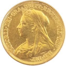 Pre-Owned 1900 Sydney Mint Victoria Veiled Head Half Sovereign Gold Coin