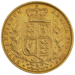 Pre-Owned 1884 Melbourne Mint Victoria Young Head Shield Full Sovereign Gold Coin