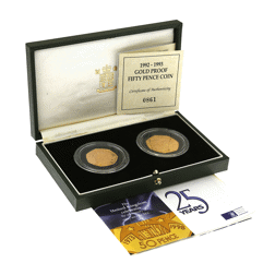 Pre-Owned 1998 & 1992/93 UK EEC Gold Proof 50p 2 Coin Set