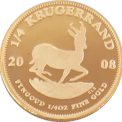 Pre-Owned 2008 South African Krugerrand 1/4oz Proof Design Gold Coin