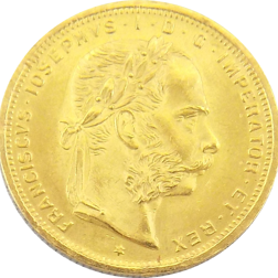 Pre-Owned 1892 Austrian 20 Franc 8 Florins Gold Coin