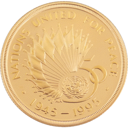 Pre-Owned 1995 UK £2 50th Anniversary of the United Nations Gold Proof Coin