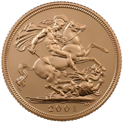 Pre-Owned 2001 UK Proof Design Full Sovereign Gold Coin