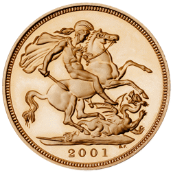 Pre-Owned 2001 UK Proof Design Full Sovereign Gold Coin