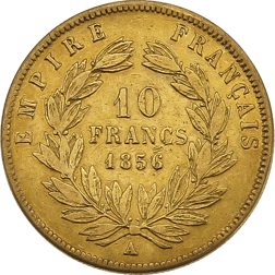 Pre-Owned 1856 French Napoleon III Wreath 10 Franc Gold Coin