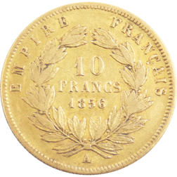 Pre-Owned 1856 French Napoleon III Wreath 10 Franc Gold Coin