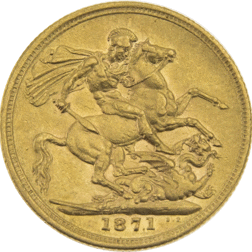 Pre-Owned 1871 Sydney Mint Victoria Young Head Full Sovereign Gold Coin