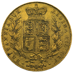 Pre-Owned 1843 London Mint Victorian 'Shield' Full Sovereign Gold Coin