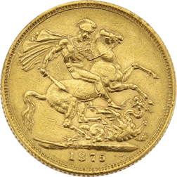 Pre-Owned 1875 Sydney Mint Victoria Young Head Full Sovereign Gold Coin