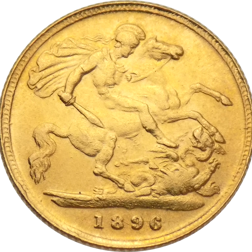 Pre-Owned 1896 UK Victorian Half Sovereign Gold Coin