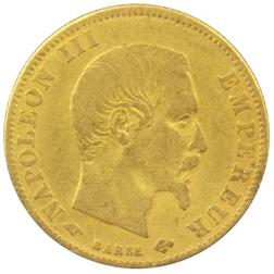 Pre-Owned 1860 French Napoleon III Wreath 5 Franc Gold Coin