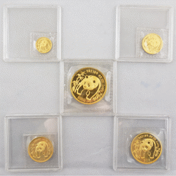 Pre-Owned 1986 Chinese Panda 5 Gold Coin Set