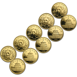Pre-Owned 1986 Chinese Panda 5 Gold Coin Set