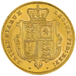 Pre-Owned 1861 London Mint Victorian 'Shield' Half Sovereign Gold Coin
