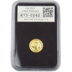 Pre-Owned 2015 UK Britannia Longest Reigning Monarch Date Stamp 1/10oz Gold Coin