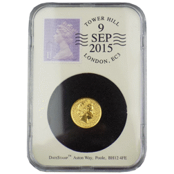 Pre-Owned 2015 UK Britannia Longest Reigning Monarch Date Stamp 1/10oz Gold Coin