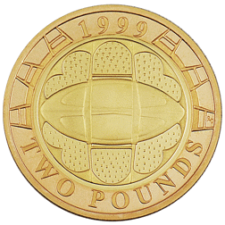 Pre-Owned 1999 UK Rugby World Cup Gold £2 Coin