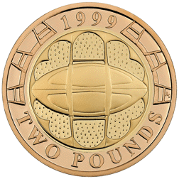 Pre-Owned 1999 UK Rugby World Cup Gold £2 Coin