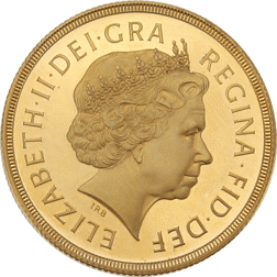 Pre-Owned 2002 UK Proof Design Double Sovereign Gold Coin