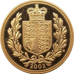 Pre-Owned 2002 UK Proof Design Double Sovereign Gold Coin