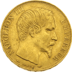 Pre-Owned 1855 French Napoleon III Wreath 20 Franc Gold Coin