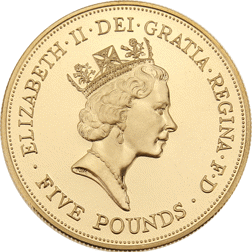 Pre-Owned 1990 UK Queen Mother 90th Birthday Crown Proof Gold Coin