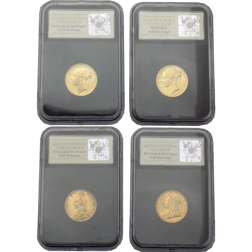 Pre-Owned UK Queen Victoria Full Sovereign Gold Coin Collection (4 Coins)