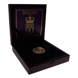 Pre-Owned 2016 Jersey Queen's 90th Birthday £1 Gold Proof Coin