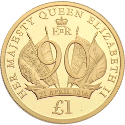 Pre-Owned 2016 Jersey Queen's 90th Birthday £1 Gold Proof Coin