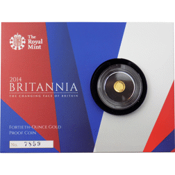 Pre-Owned 2014 UK Britannia 1/40oz Proof Gold Coin - Carded