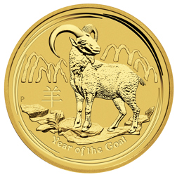 Pre-Owned 2015 Australian Lunar Goat 1/2oz Gold Coin