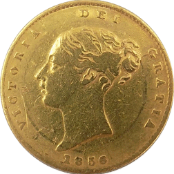 Pre-Owned 1856 London Mint Victorian 'Shield' Half Sovereign Gold Coin
