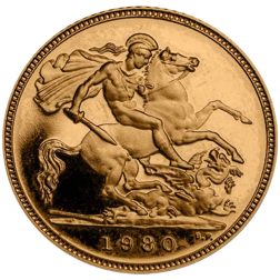 Pre-Owned 1980 UK Half Sovereign Proof Design Gold Coin