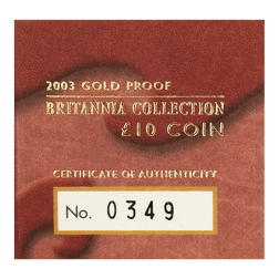 Pre-Owned 2003 UK Britannia 1/10oz Proof Gold Coin