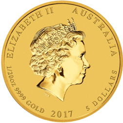 Pre-Owned 2017 Australian Lunar Rooster 1/20oz Gold Coin